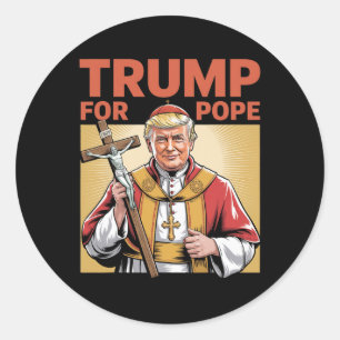 Sticker Rond Pape Trump Drôle Trump Vatican Chrétien Rétro Chu