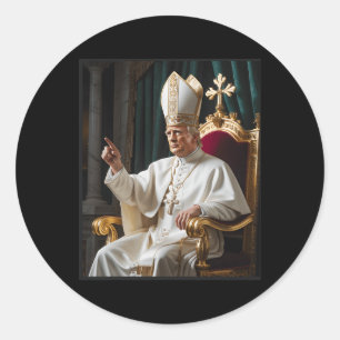 Sticker Rond Pape Trump Drôle Trump Vatican Chrétien Rétro Chu
