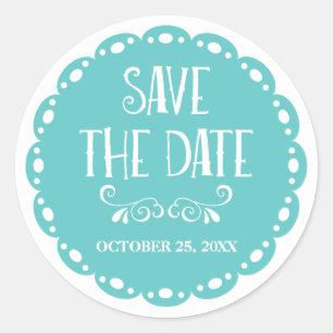 Sticker Rond Papel Picado Enregistrer la date Sky Blue Fiesta M