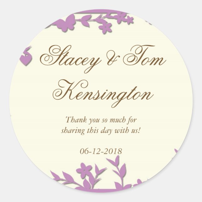 Sticker Rond Papel Picado Faire-part de mariage - Jolies colomb (Devant)