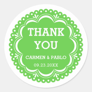 Sticker Rond Papel Picado rose et violet mariage Faveur Classi