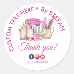 Sticker Rond Papeterie de remerciement ronde aquarelle Sweet Ca