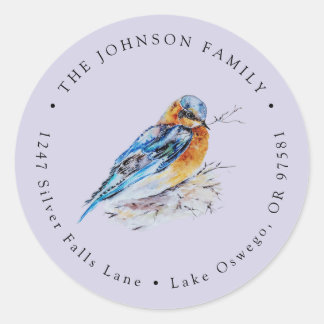Sticker Rond Papier à lettres élégant avec colibri bleu aquarel