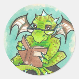 Sticker Rond Papier à lettres imaginaire à lecture de dragon Ch
