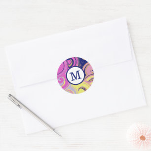 Sticker Rond Papier à lettres Monogramme Abstrait