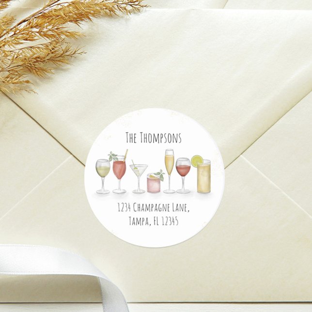 Sticker Rond Papier à lettres simple aquarelle Adresse de retou (Créateur téléchargé)