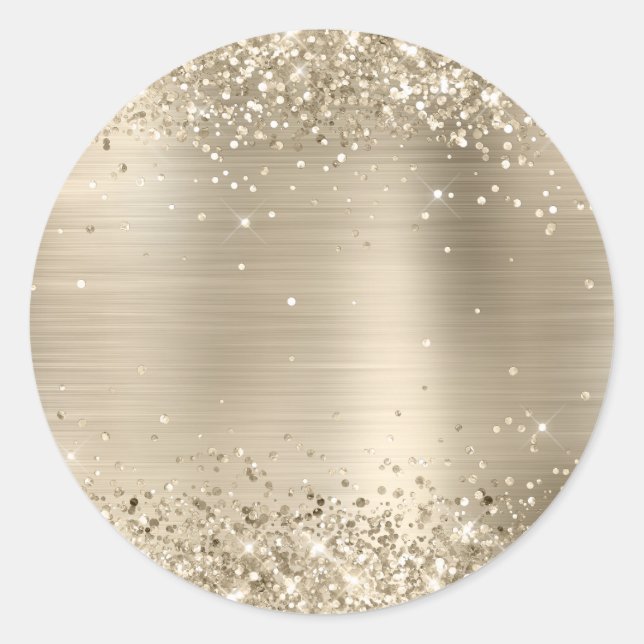 Sticker Rond Papier Aluminium Champagne Étincelant Vide (Devant)