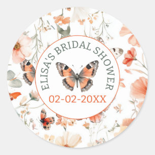 Sticker Rond Papier Aquarelle Mariage Champ de Papillons PERSON