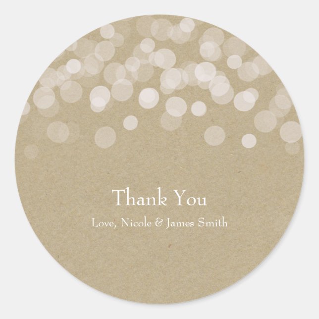 Sticker Rond Papier Brown Mariage rustique simple Faveur (Devant)