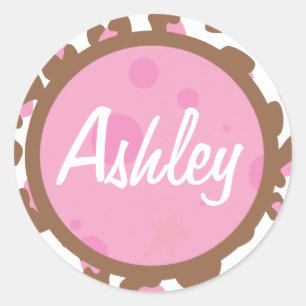 Sticker Rond Papier Cheetah rose
