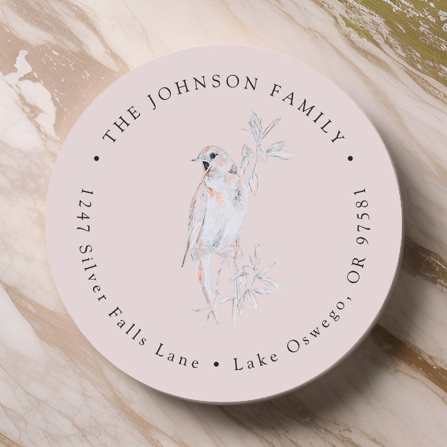 Sticker Rond Papier Colleterie Rossignol Chantant Adresse de Re (Créateur téléchargé)