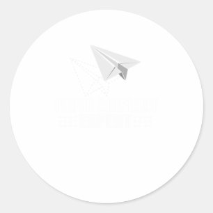 Sticker Rond Papier cool Avion Expert Funky Origami Plane
