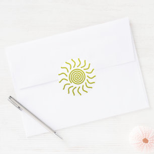 Sticker Rond Papier coupé Soleil jaune