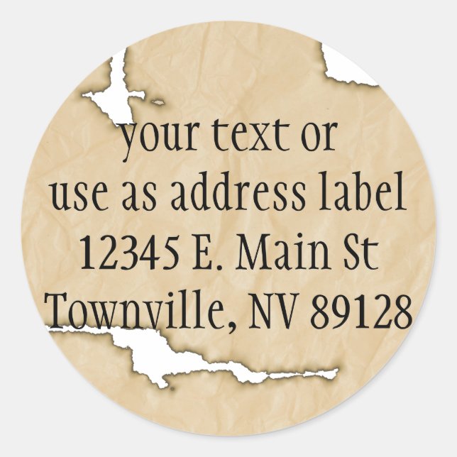 Sticker Rond Papier crinet avec Arrière - plan Burns (Devant)