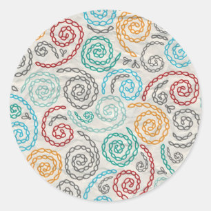 Sticker Rond Papier fripé par fantaisie de broderie