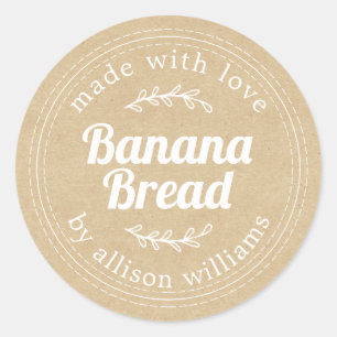 Sticker Rond Papier Kraft à pain de banane fait maison rustique