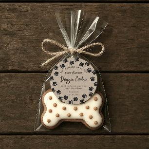 Sticker Rond papier kraft brun empreinte de patte de chien chem