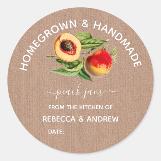 Sticker Rond Papier Kraft confiture artisanal et artisanal, (Devant)