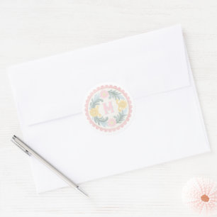 Sticker Rond Papier Monogramme Pastel Talavera Mexicaine