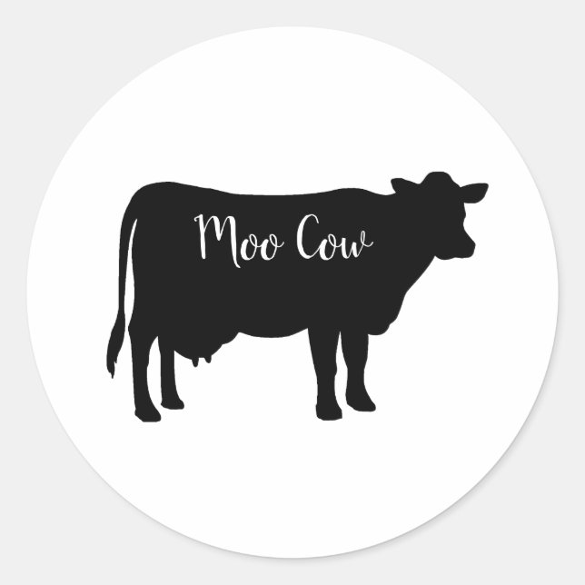 Sticker Rond Papier Moo Cow Barnyard Party (Devant)