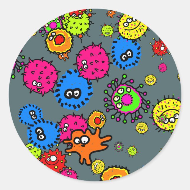 Sticker Rond Papier peint de bactéries (Devant)