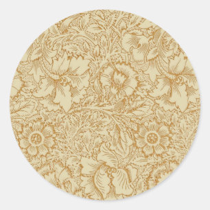 Sticker Rond Papier peint floral Poppy de William Morris