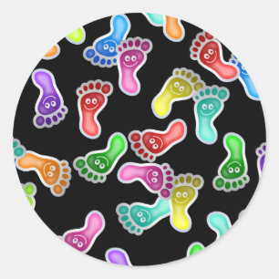 Sticker Rond Papier peint Happy Feet