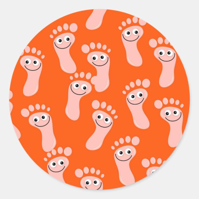 Sticker Rond Papier peint Happy Feet (Devant)