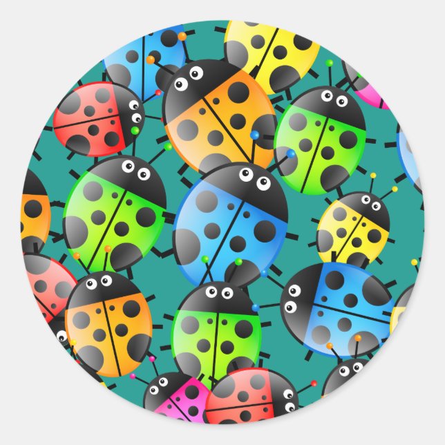 Sticker Rond Papier peint Ladybug (Devant)