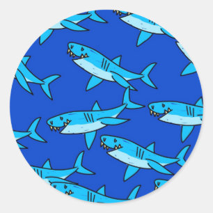 Sticker Rond Papier peint requin