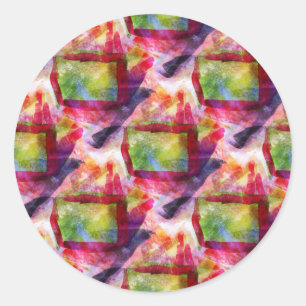 Sticker Rond Papier peint vert Abstrait, rouge