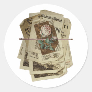 Sticker Rond Papiers vintages Annonces Scrapbooking Rose rose