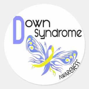 Sticker Rond PAPILLON 3,1 de syndrome de Down