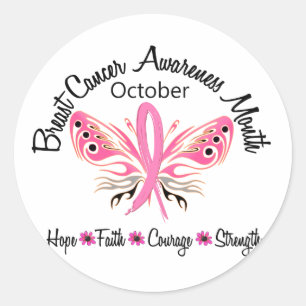 Sticker Rond Papillon 3,2 de mois de conscience de cancer du
