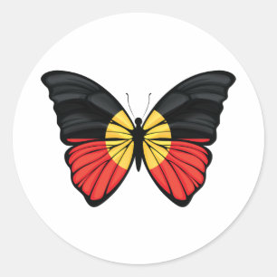 Sticker Rond Papillon Aborigène Hypolimnas