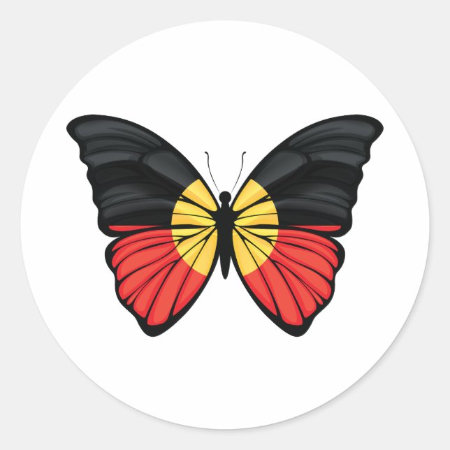 Sticker Rond Papillon Aborigène Hypolimnas (Devant)
