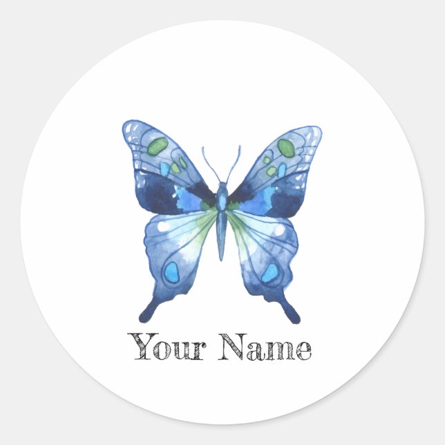Sticker Rond Papillon aquarelle (Devant)