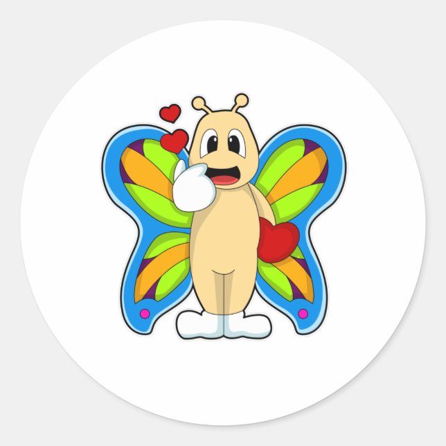Sticker Rond Papillon au coeur (Devant)