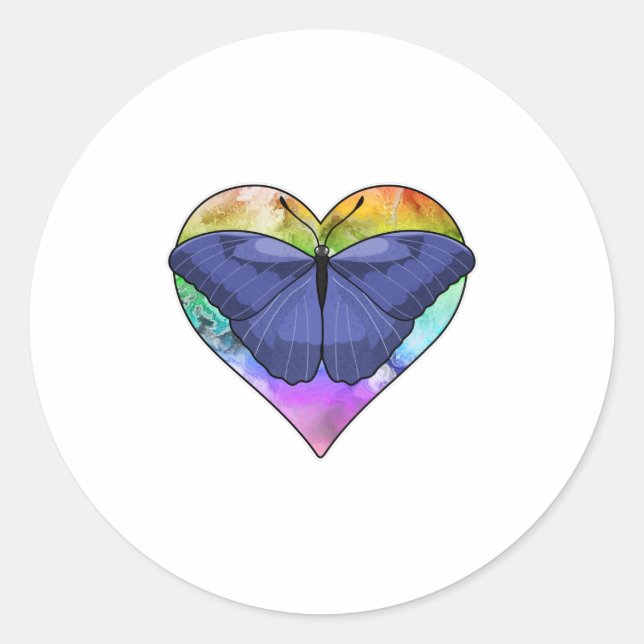Sticker Rond Papillon au coeur (Devant)