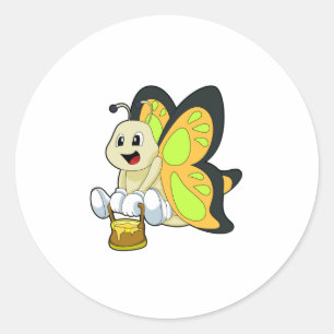 Sticker Rond Papillon au miel