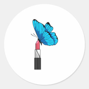 Sticker Rond Papillon avec bâton à lèvres