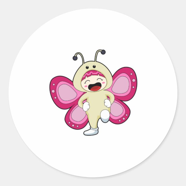 Sticker Rond Papillon avec costume (Devant)