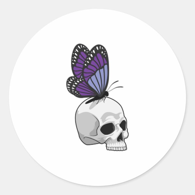 Sticker Rond Papillon avec crâne (Devant)