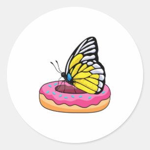 Sticker Rond Papillon avec Donut
