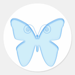 Sticker Rond Papillon bleu