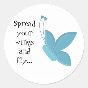 Sticker Rond Papillon bleu en disant