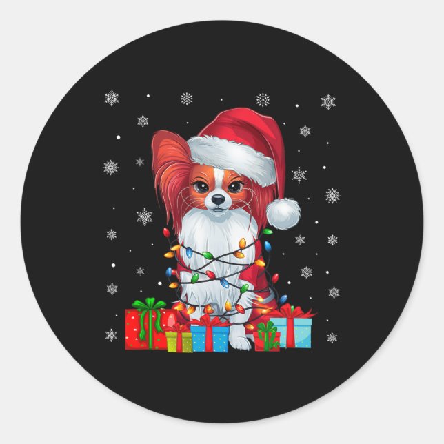 Sticker Rond Papillon Chien Moche Xmas Éclat Père Noël Papillon (Devant)