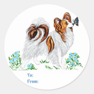 Sticker Rond Papillon Chien & Papillon OEil aux yeux