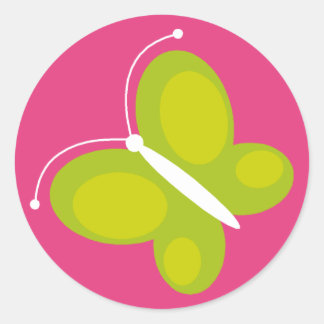 Sticker Rond Papillon [citron vert + rose]