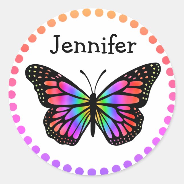 Sticker Rond Papillon coloré personnalisé (Devant)